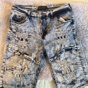 Chorpetta Men's Ripped Denim Shorts - Black and White